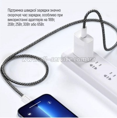 ���� ������ ColorWay USB-C to USB-C 1.0m 60W 3.0� black (CW-CBPDCC061-BK)