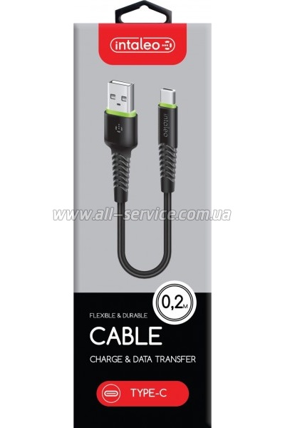 ���� ������ USB 2.0 AM to Type-C 0.2m CBFLEXT0 black Intaleo (1283126487446)