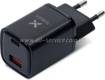 �������� ������� Vinga USB-C PD30W + USB-A QC30W Display 33W Max (VCR30ACDB)