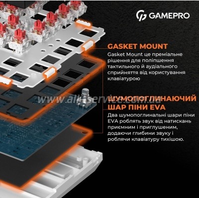  GamePro MK160W Hot-Swap Red Swich RGB USB UA White (MK160W)