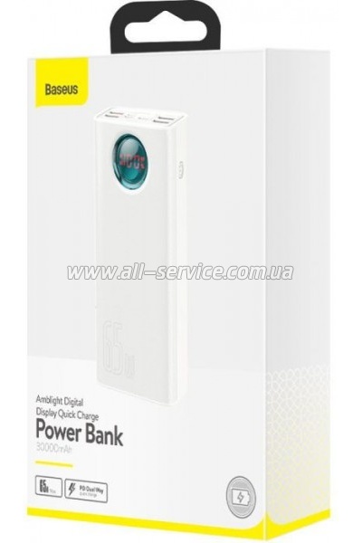   Baseus Amblight Digital Quick 30000mAh 65W, White (PPLG000102)