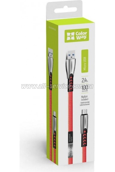 ���� ������ USB 2.0 AM to Micro 5P 1.0m zinc alloy red ColorWay (CW-CBUM011-RD)