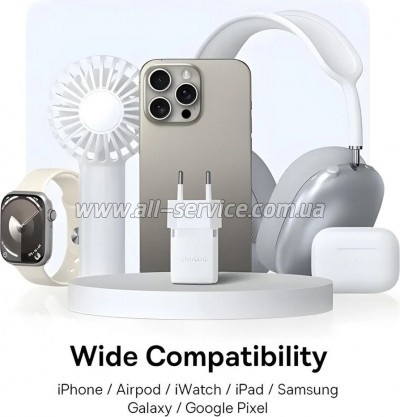 �������� ������� Baseus 1xUSB-C 20W + 1xUSB white + cable USB-C to USB-C 60W 1.0m (P10111608213-01)