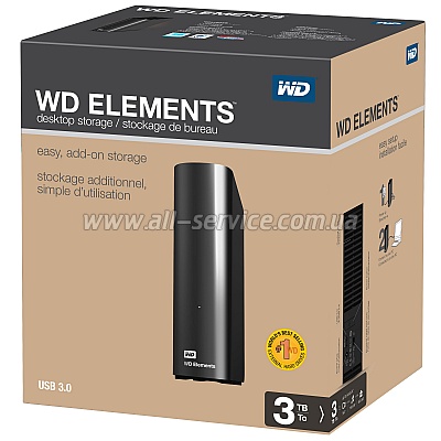 ��������� 3TB WD 3.5 USB 3.0 Elements Desktop (WDBWLG0030HBK-EESN)
