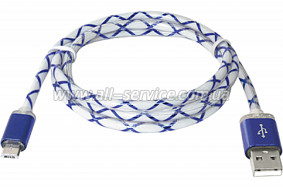  DEFENDER USB08-03LT USB(AM)-MicroBM BlueLED backlight 1m (87555)