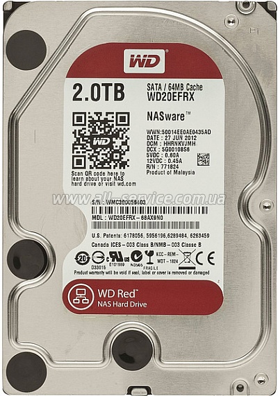  2TB WD 3.5 SATA 3.0 IntelliPower 64MB Red (WD20EFRX)