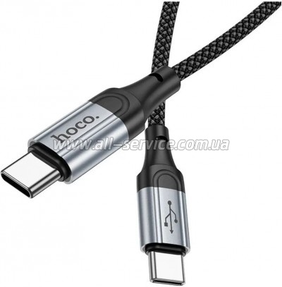 ���� ������ USB-C to USB-C 1.0m 3A nylon X102 black HOCO (6942007608787)