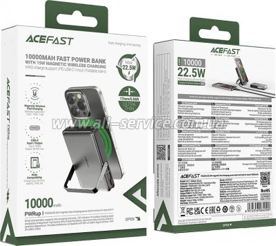 ������� ������������� Acefast Magnetic Wireless 10000mAh 22.5W PD Black (6974316284000)