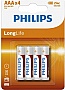  Philips LongLife Zinc Carbon AAA BLI 4 (R03L4B/10)