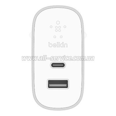 �������� ���������� Belkin USB-C 3 A 27 �� Power Delivery+USB 2.4 A 12 �� Silver (F7U061VF-SLV)