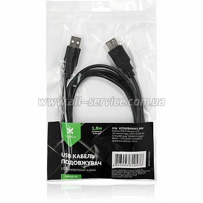   USB 2.0 AM/AF 3.0m Vinga (VCPUSBAMAF3BK)