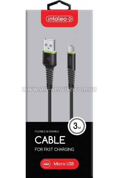 ���� ������ USB 2.0 AM to Micro 5P 3.0m CBFLEXM3 black Intaleo (1283126487491)