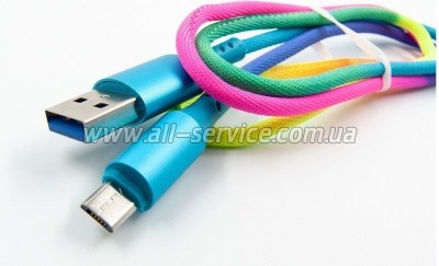 ���� ������ USB 2.0 AM to Micro 5P 1.0m rainbow Dengos (NTK-M-SET-RAINBOW)