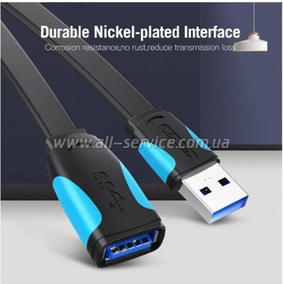 ���� ������ USB 3.0 AM/AF 2.0m flat black Vention (VAS-A13-B200)