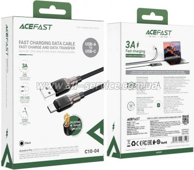 ���� ������ USB 2.0 AM to USB-C 1.2m 3.0A silicone braid Acefast (6974316283126)