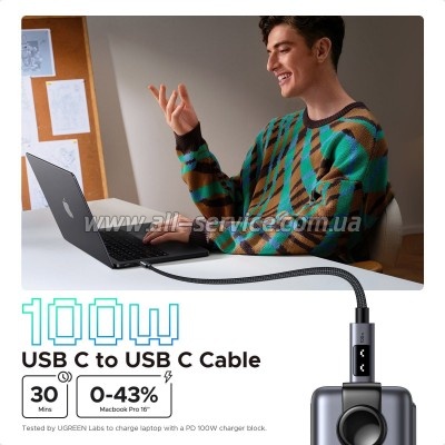 ���� ������ USB-C to USB-C 1.0m PD 100W L509 black Ugreen (35501)