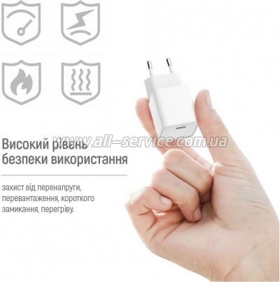 �������� ������� ColorWay C101C GaN Mini 20W PD PPS USB-C white (CW-CHS059PD-WT)