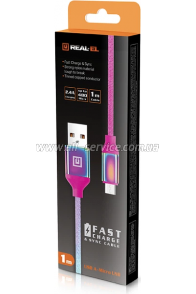 ���� ������ USB 2.0 AM to Micro 5P 1.0m Premium Rainbow REAL-EL (EL123500052)