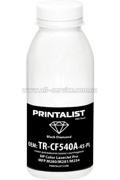 Тонер PRINTALIST HP CLJ Pro MFP M280/ M281/ M254 бутль 45г (TR-CF540A-45-PL) Тонер PRINTALIST HP CLJ Pro MFP M280/ M281/ M254 бутль 45г (TR-CF540A-45-PL)