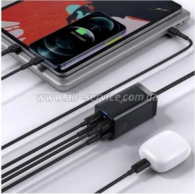 �������� ������� Baseus 2xUSB-C 65W + 2xUSB GaN + cable USB-C to USB-C 100W 1.0m black (CCGP040101)
