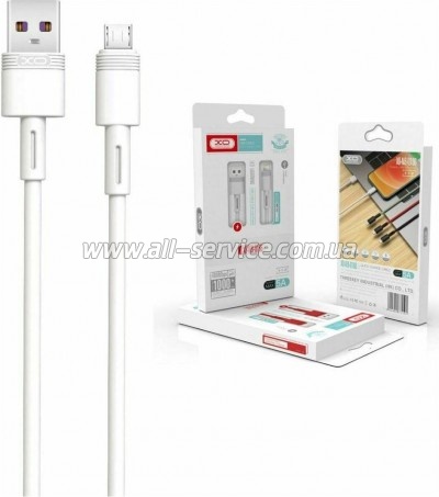 ���� ������ USB 2.0 AM to Micro 5P 1.0m 5A white XO (NB166-M-1-WH)