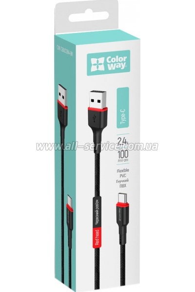 ���� ������ ColorWay USB-C to USB-C 1.0m 2.4� black (CW-CBUC064-BK)