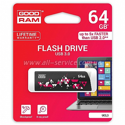 ��e��� GOODRAM 64GB USB 3.0 UCL3 Cl!ck Black (UCL3-0640K0R11)
