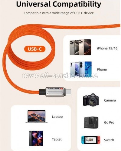 ���� ������ USB-C to USB-C 2.0m PD 240W magnetic Cabletime (CA915729)