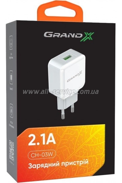 �������� ������� Grand-X 5V 2.1A White (CH-03W)