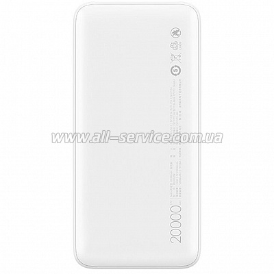   Xiaomi Redmi Power Bank 20000 mAh Micro-USB/USB-C PB200LZM QC3.0 2USB White (VXN4265CN)