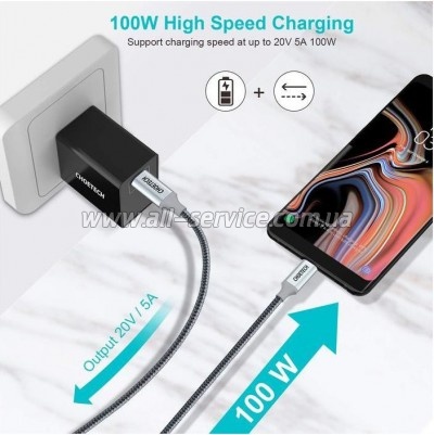 ���� ������ USB-C to USB-C 1.8m USB 3.1 PD100W Choetech (XCC-1002)