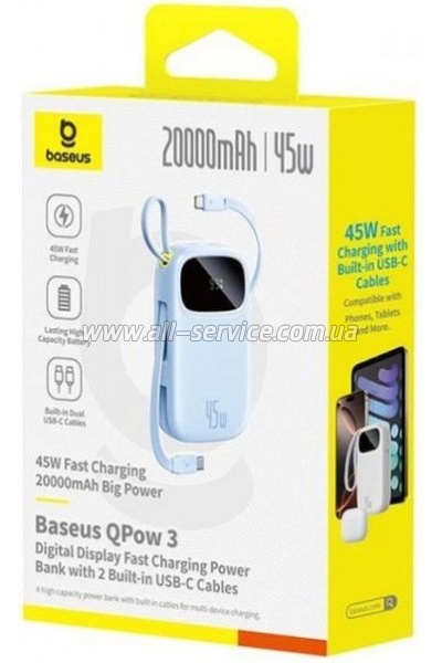 ������� ������������� Baseus Qpow 3 20000mAh PD 45W Galaxy Blue (P10082105313-00)