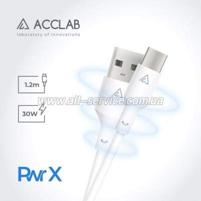 ���� ������ USB 2.0 AM to Type-C 1.2m PwrX 30W ACCLAB (1283126559532)