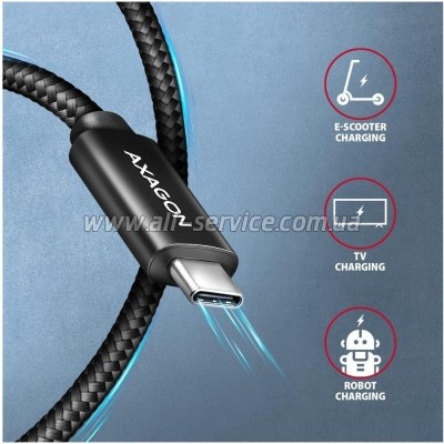 ���� ������ USB-C to USB-C 3.0m USB 2.0 PD 240W 5A black AXAGON (BUCM2-CM30AB)