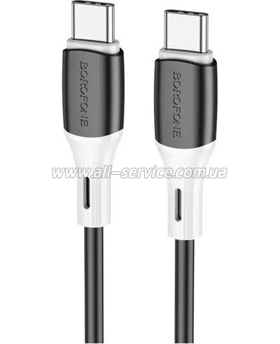 Дата кабель USB-C to USB-C 1.0m 3A PD 60W silicone black BOROFONE (6974443384802) Дата кабель USB-C to USB-C 1.0m 3A PD 60W silicone black BOROFONE (6974443384802)