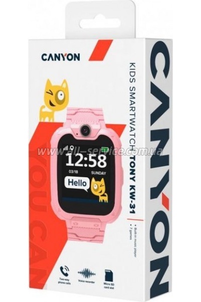 - Canyon CNE-KW31RR Kids smartwatch Tony, Pink (CNE-KW31RR)