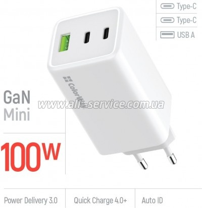 �������� ������� ColorWay C101B GaN Mini 100W PD white (CW-CHS061PD-WT)