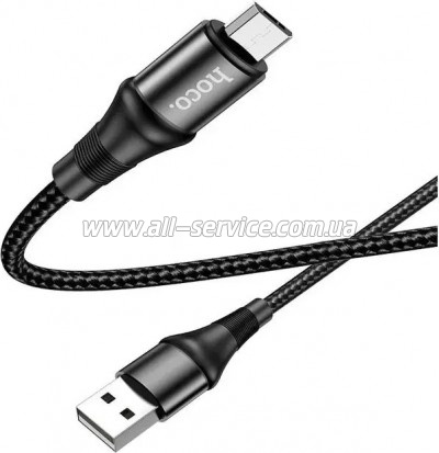 ���� ������ USB 2.0 AM to Micro 5P 1.0m 2.4A nylon X50 black HOCO (6931474734211)