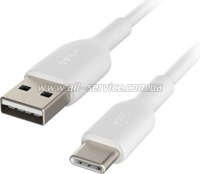 ���� ������ USB 2.0 AM to USB-C 2.0m PVC white Belkin (CAB001BT2MWH)