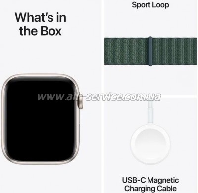 - Apple Watch SE 2024 GPS 44mm Starlight Aluminium Case with Lake Green Sport Loop (MXEW3QH/A)