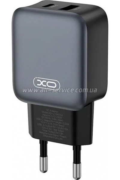 �������� ������� XO L154 USB-C PD 20W + USB-A QC3.0 Black (L154.black)
