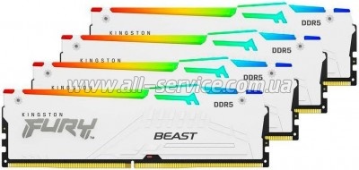     DDR5 128GB (4x32GB) 5600 MHz FURY Beast RGB White Kingston Fury (ex.HyperX) (KF556C40BWAK4-128)