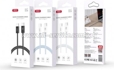 ���� ������ USB-C to USB-C 1.0m 60W white XO (CB-Q73CC)