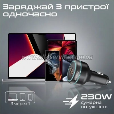 �������� ������� Promate 2xUSB-C PD + USB-A QC3.0 (powerdrive-230)