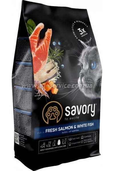     Savory Adult Cat Gourmand Fresh Salmon and White Fish 400 (4820232630013)