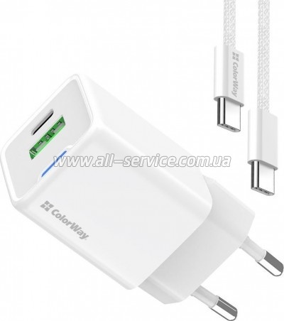 �������� ������� ColorWay GaN Mini 30W PD (CW-CHS053PDC-WT)