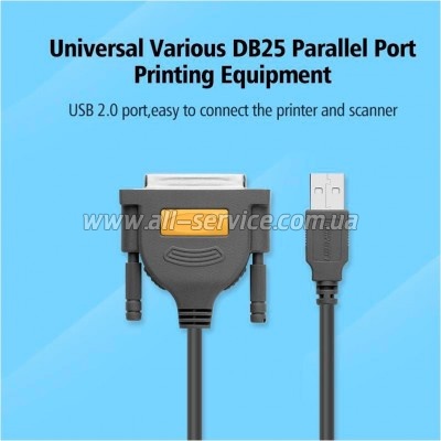 ������ ��� �������� USB 2.0 to DB25 2.0m US167 black Ugreen (20224)