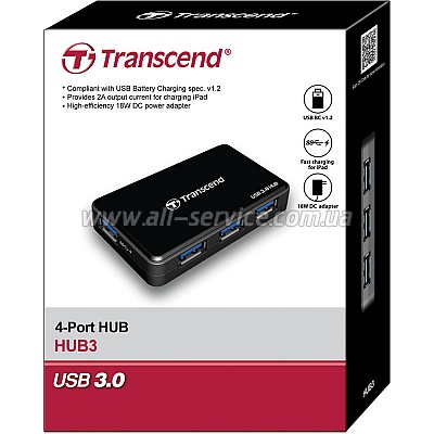 USB- Transcend SuperSpeed USB 3.0 Hub (TS-HUB3K)