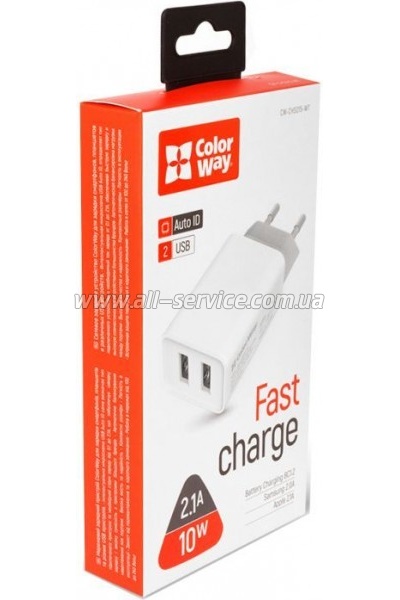   Colorway 2USB AUTO ID 2.1A 10W  (CW-CHS015-WT)