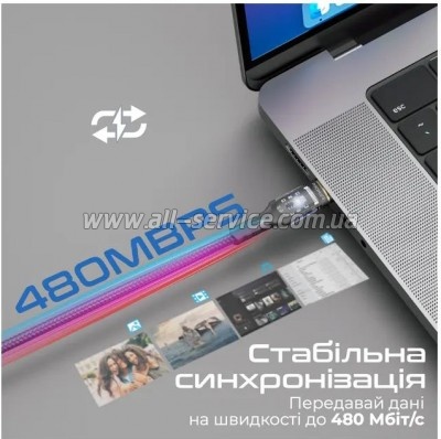 ���� ������ USB-C to USB-C 2.0m Promate (lucidline-cc200.black)